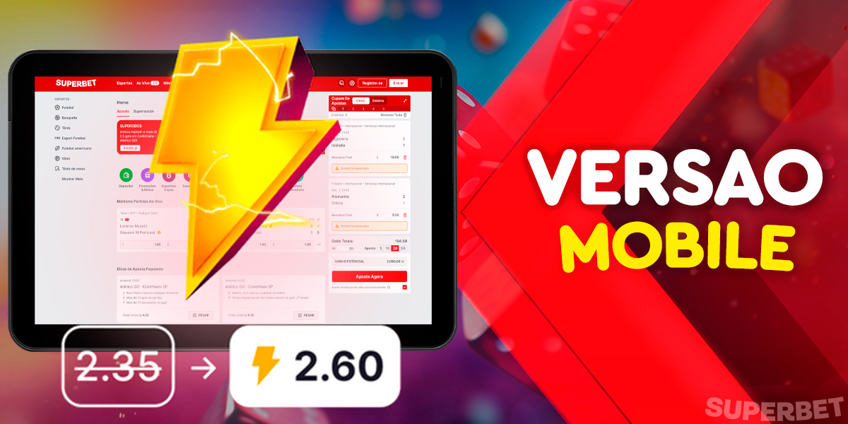 Versão móvel do site da Superbet Brasil